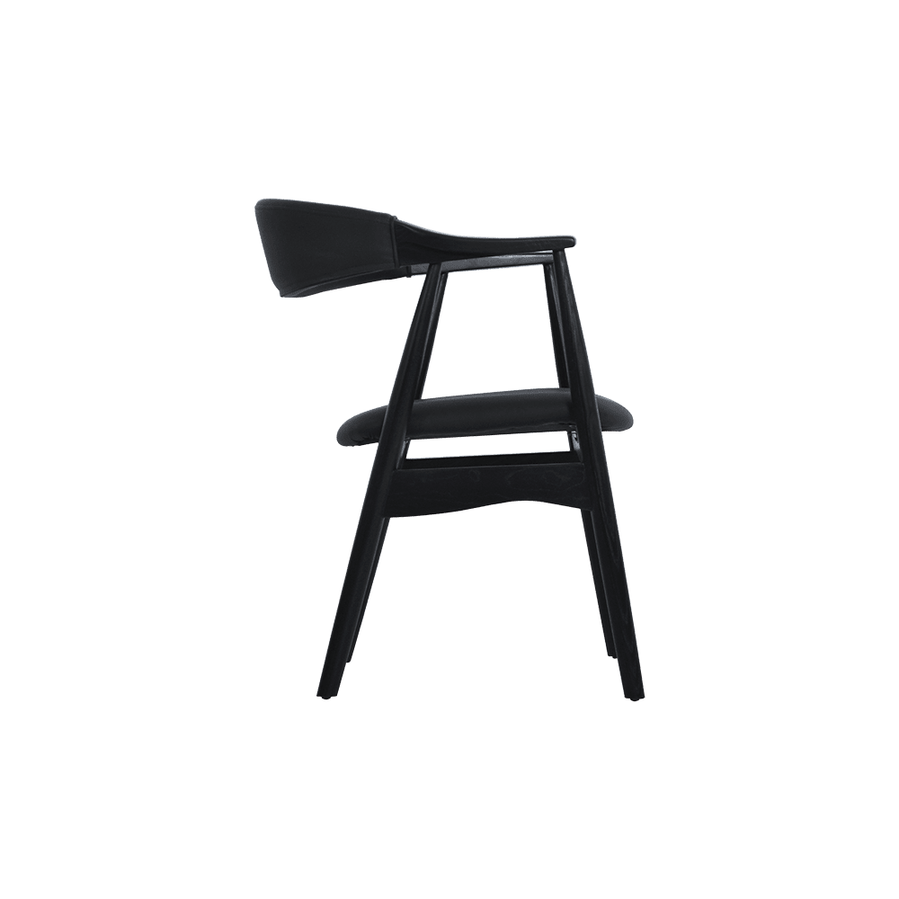 KAZUKO BLACK - Solid Ash Wood Dining Chair with Armrest