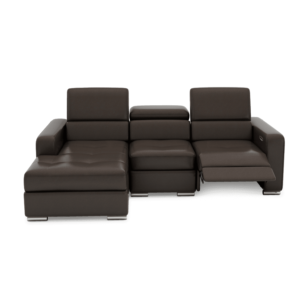 KELBY – Modular Leather Sofa with Extendable Seat & Motorised Incliner (L-Shaped)