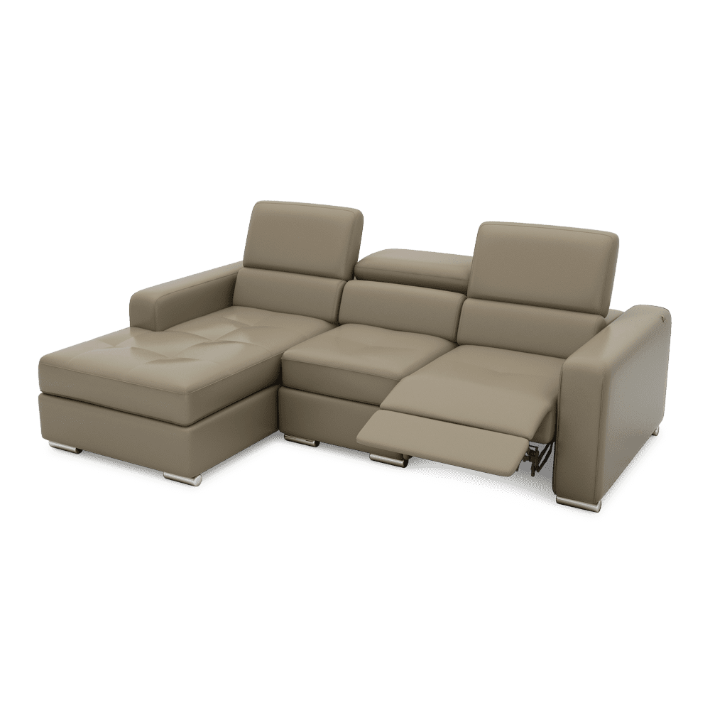 KELBY – Modular Leather Sofa with Extendable Seat & Motorised Incliner (L-Shaped)