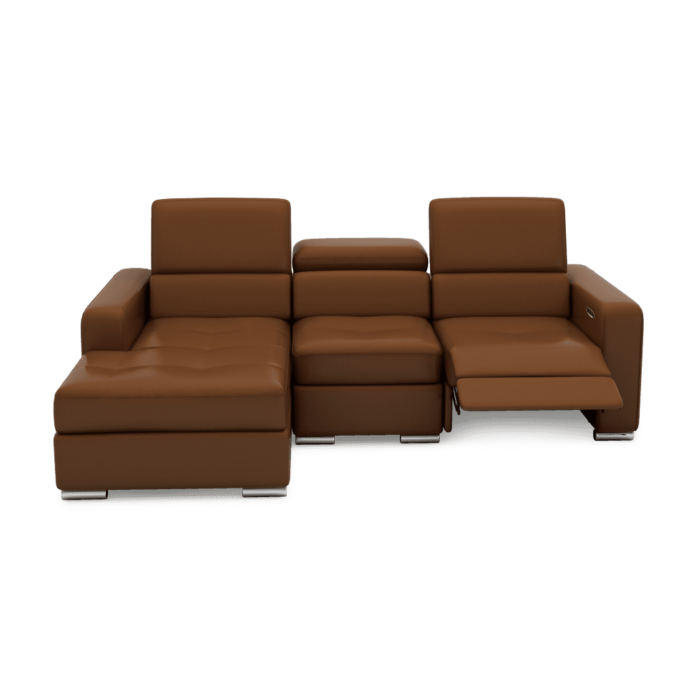 KELBY – Modular Leather Sofa with Extendable Seat & Motorised Incliner (L-Shaped)