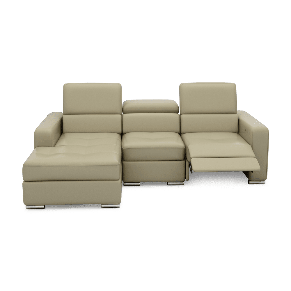 KELBY – Modular Leather Sofa with Extendable Seat & Motorised Incliner (L-Shaped)