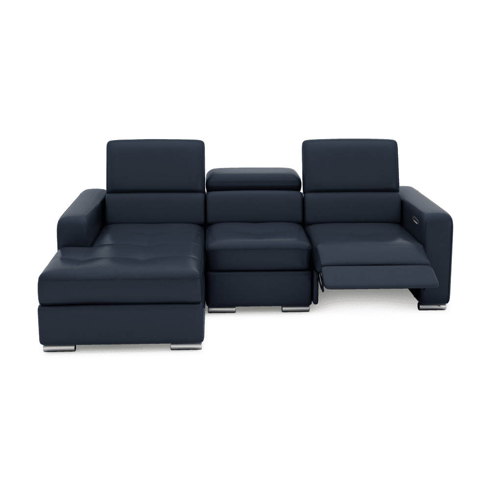 KELBY – Modular Leather Sofa with Extendable Seat & Motorised Incliner (L-Shaped)