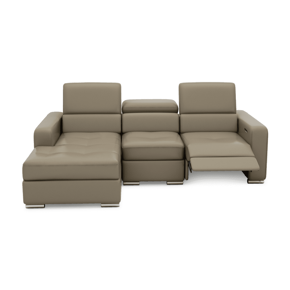 KELBY – Modular Leather Sofa with Extendable Seat & Motorised Incliner (L-Shaped)