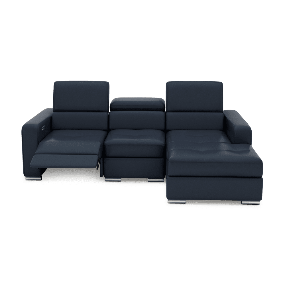 KELBY – Modular Leather Sofa with Extendable Seat & Motorised Incliner (L-Shaped)