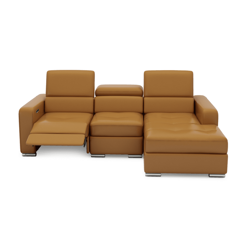 KELBY – Modular Leather Sofa with Extendable Seat & Motorised Incliner (L-Shaped)