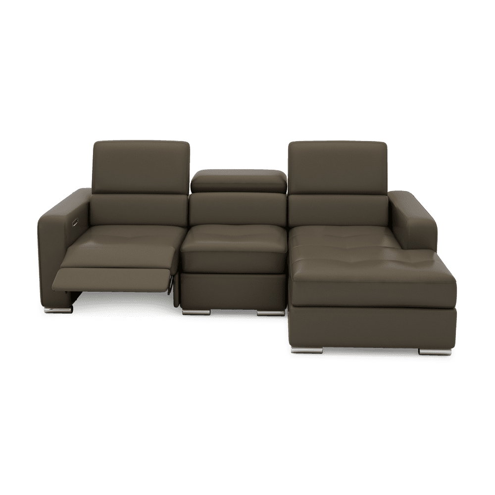 KELBY – Modular Leather Sofa with Extendable Seat & Motorised Incliner (L-Shaped)