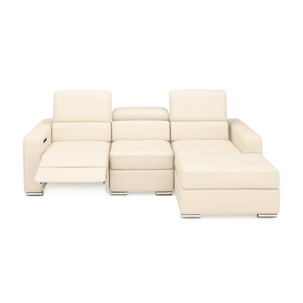 KELBY – Modular Leather Sofa with Extendable Seat & Motorised Incliner (L-Shaped)