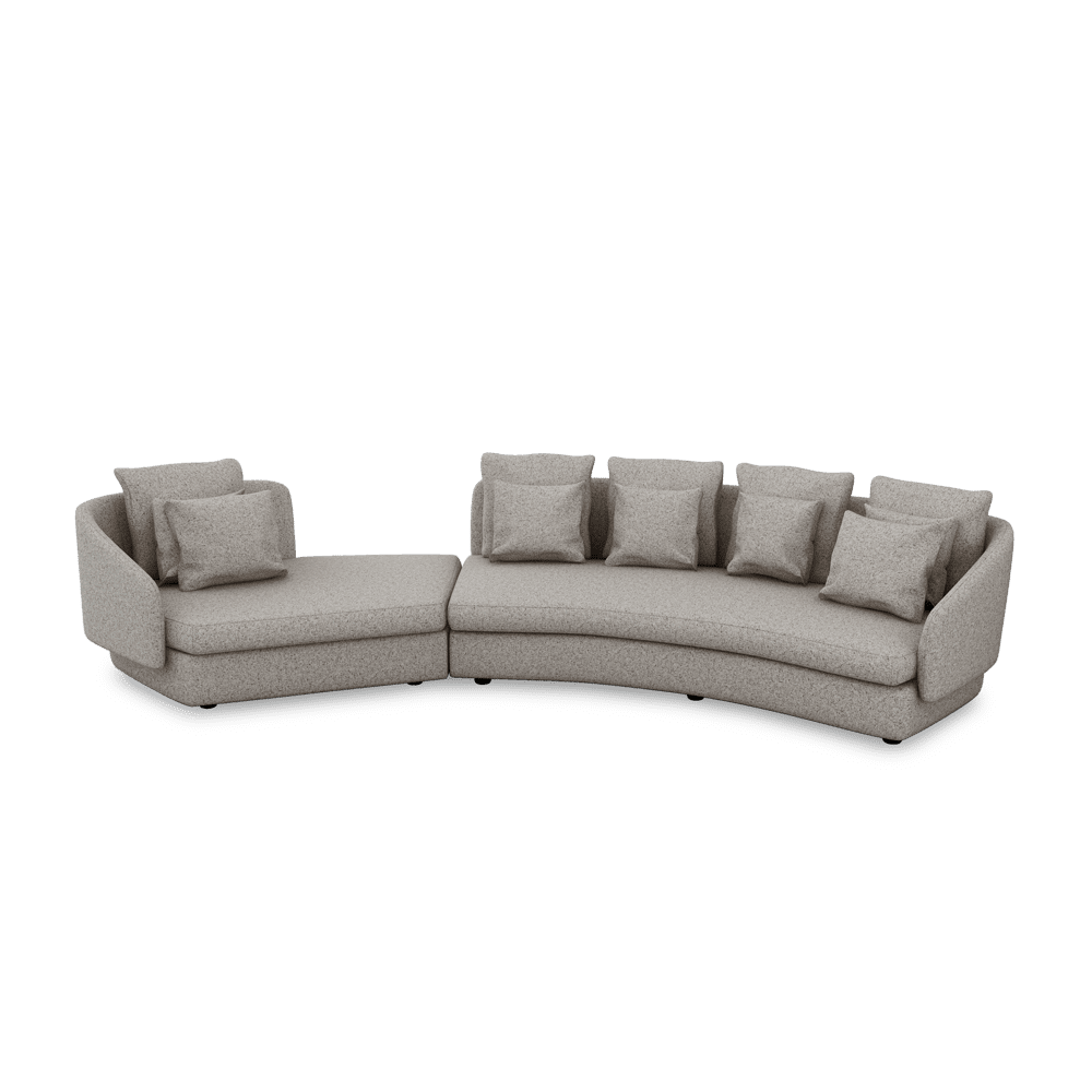 SHUBAR – Curved Sofa with Loose Cushions & Pillows