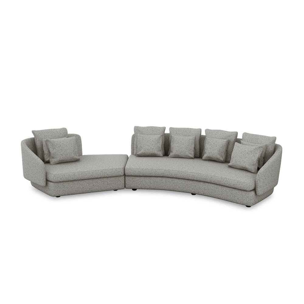 SHUBAR – Curved Sofa with Loose Cushions & Pillows
