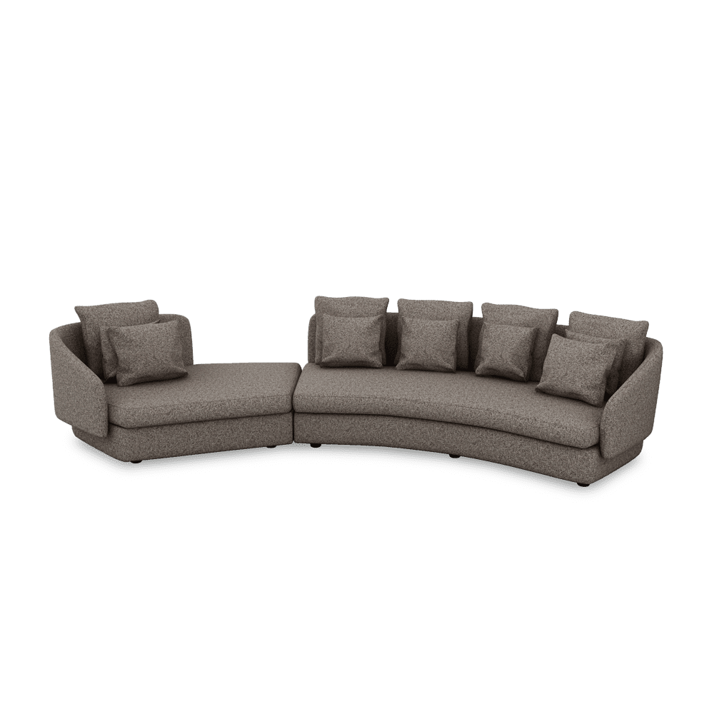 SHUBAR – Curved Sofa with Loose Cushions & Pillows