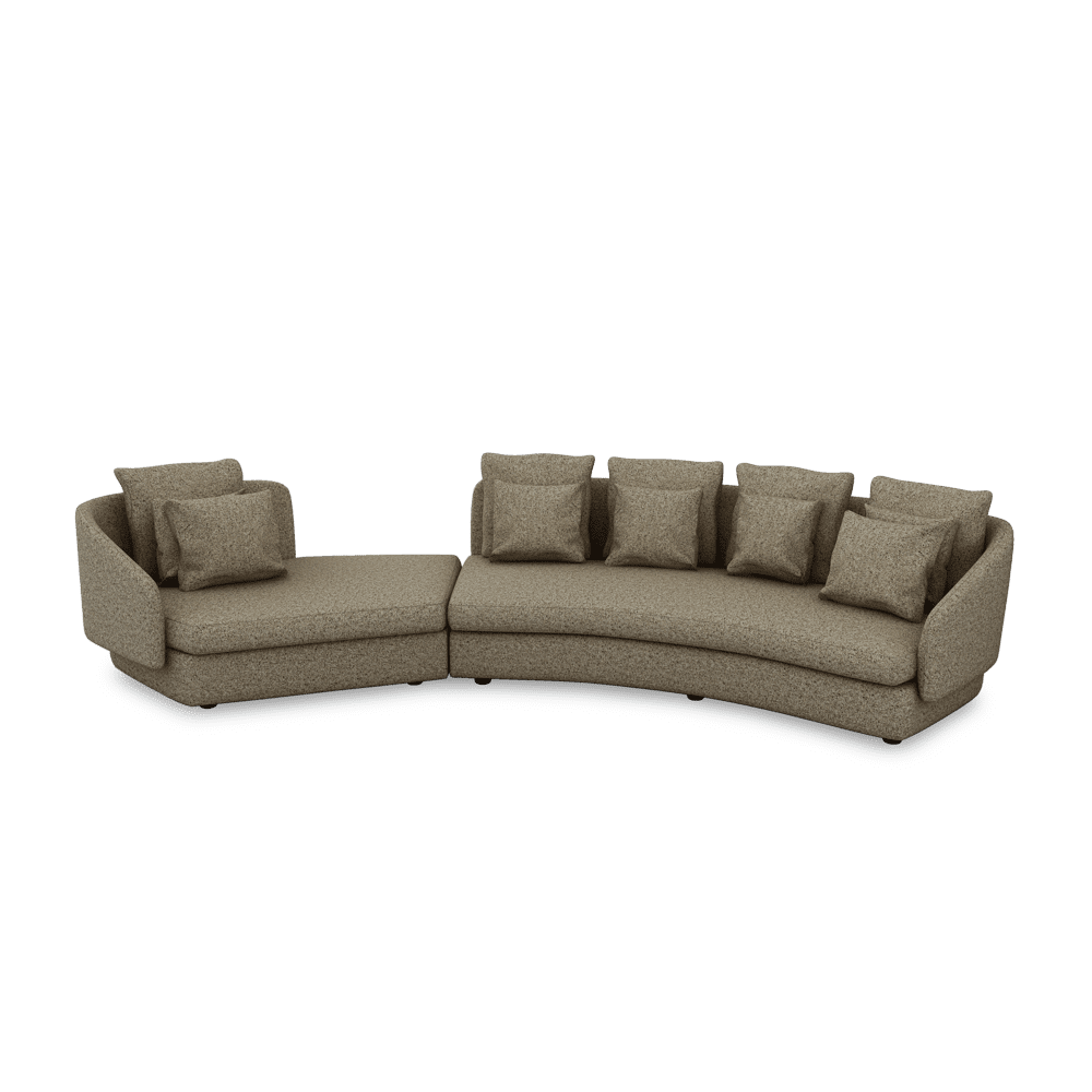 SHUBAR – Curved Sofa with Loose Cushions & Pillows