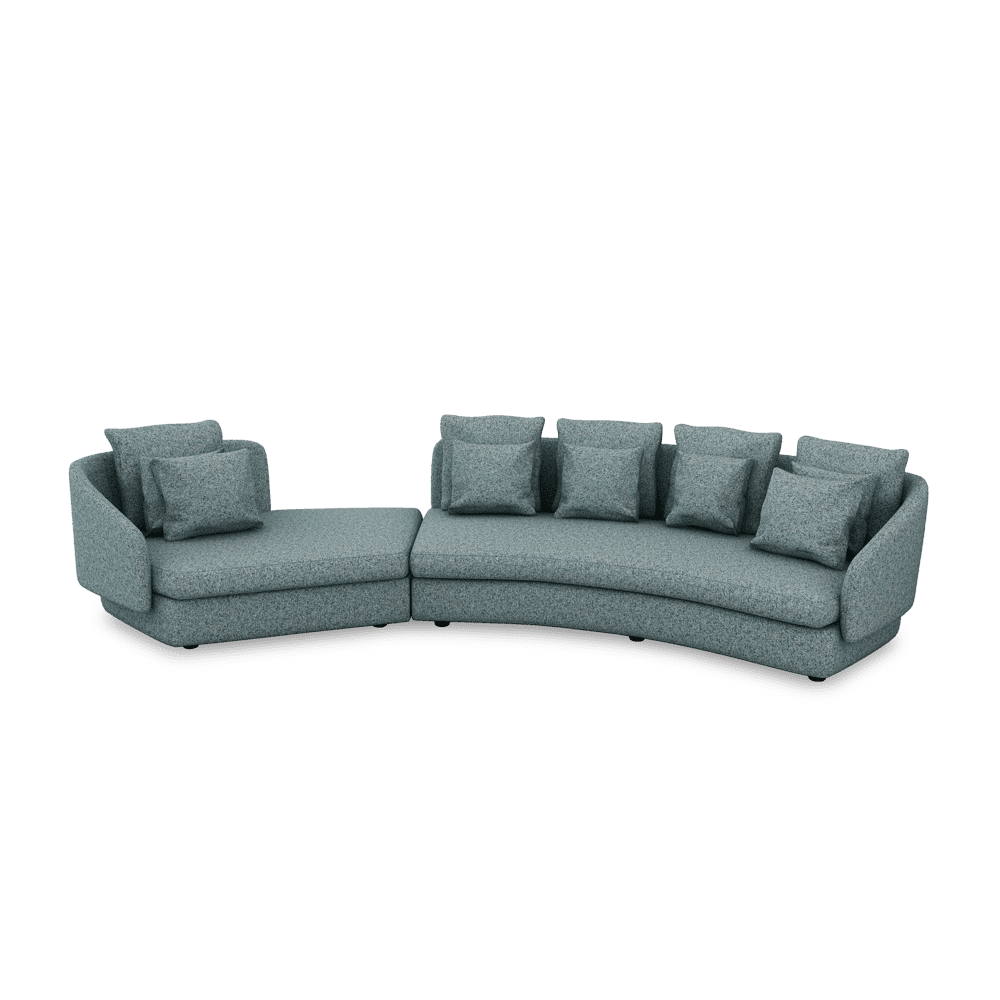 SHUBAR – Curved Sofa with Loose Cushions & Pillows