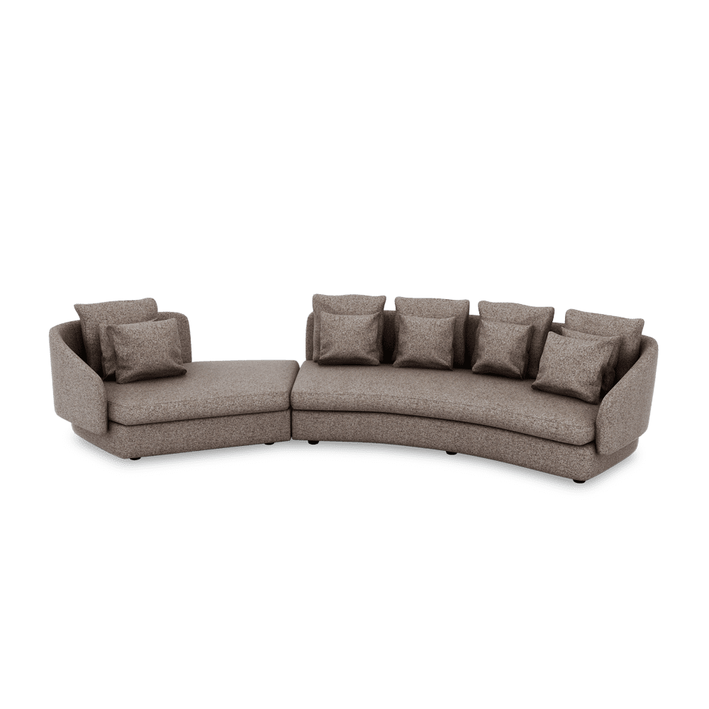 SHUBAR – Curved Sofa with Loose Cushions & Pillows