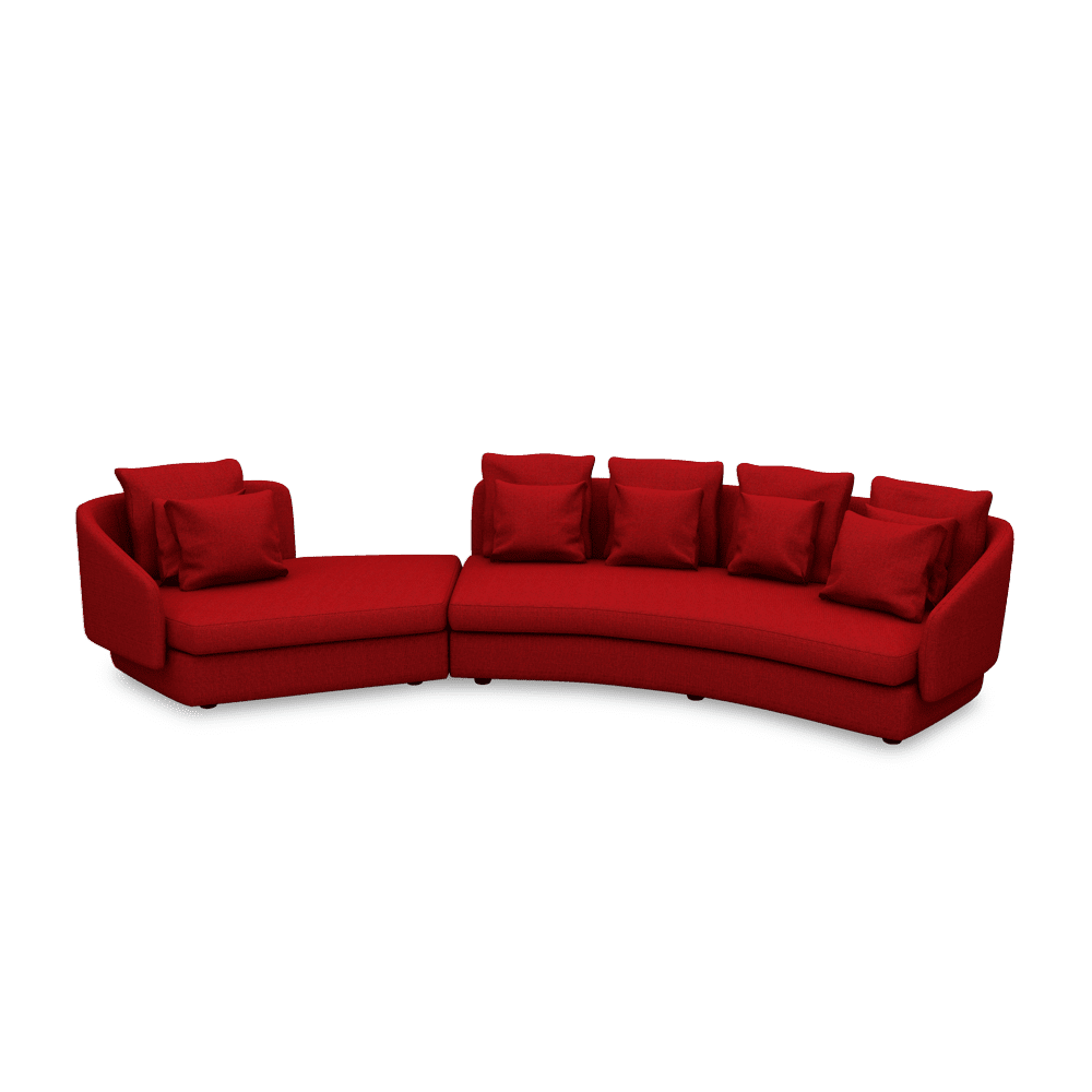 SHUBAR – Curved Sofa with Loose Cushions & Pillows