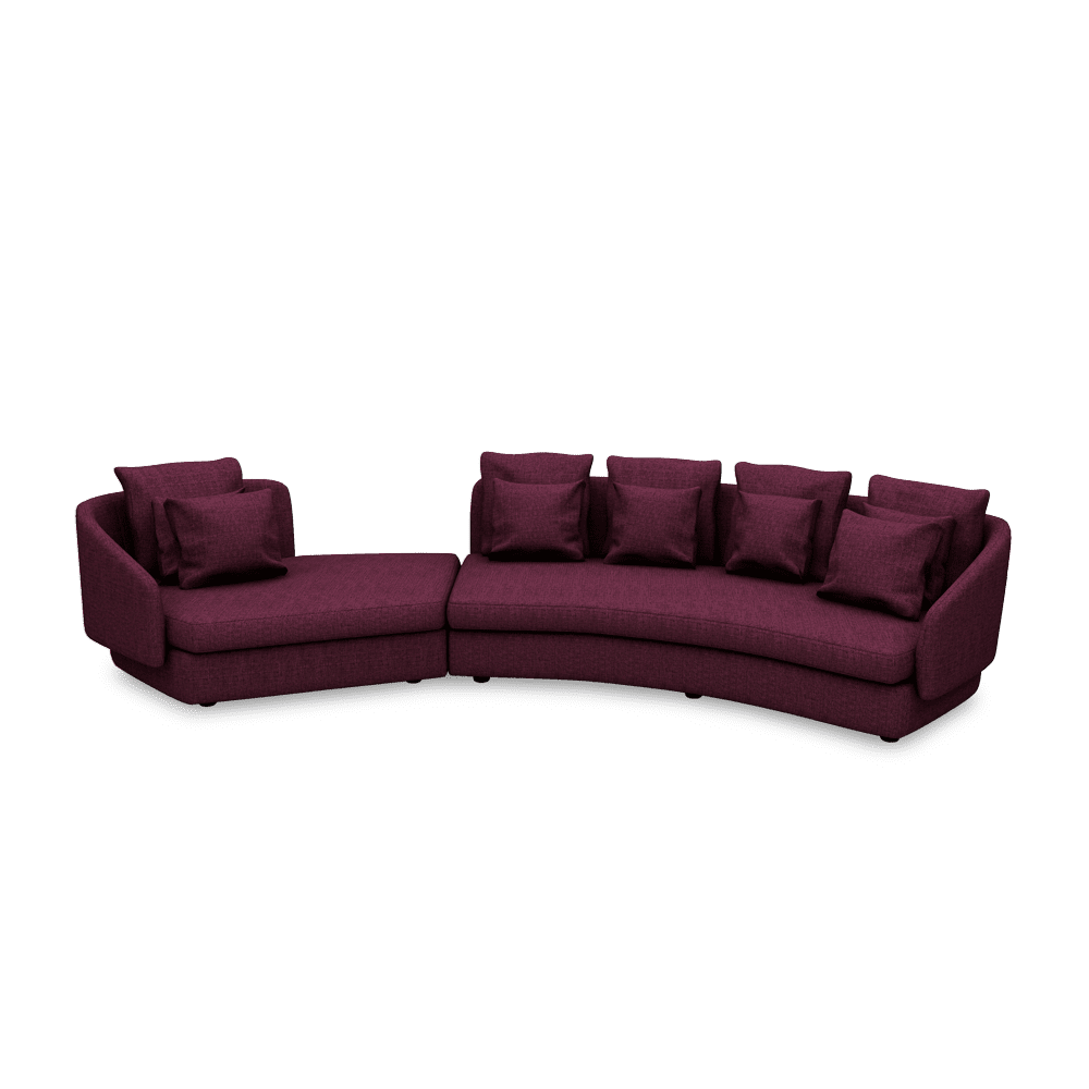 SHUBAR – Curved Sofa with Loose Cushions & Pillows