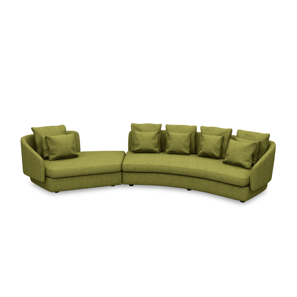 SHUBAR – Curved Sofa with Loose Cushions & Pillows