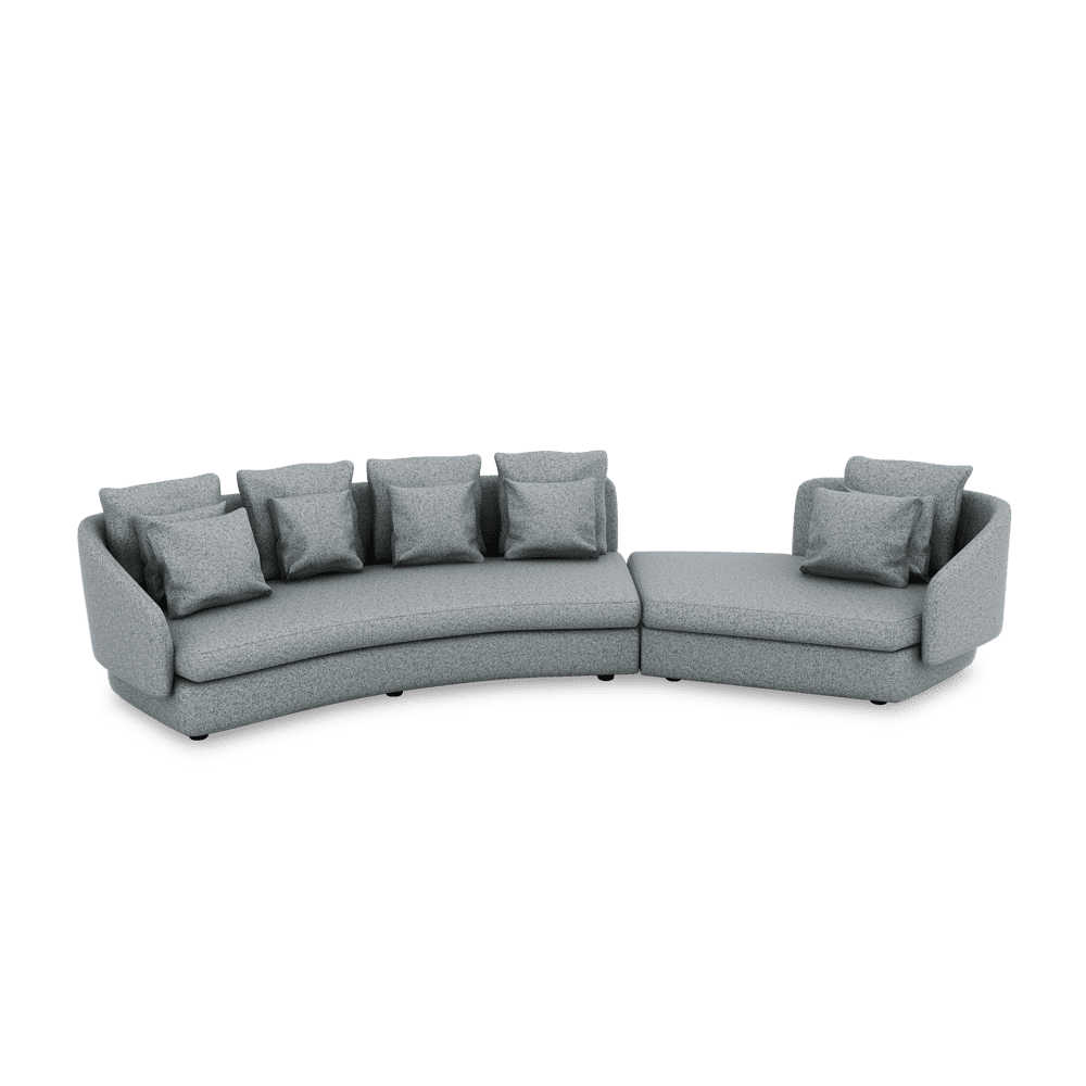 SHUBAR – Curved Sofa with Loose Cushions & Pillows