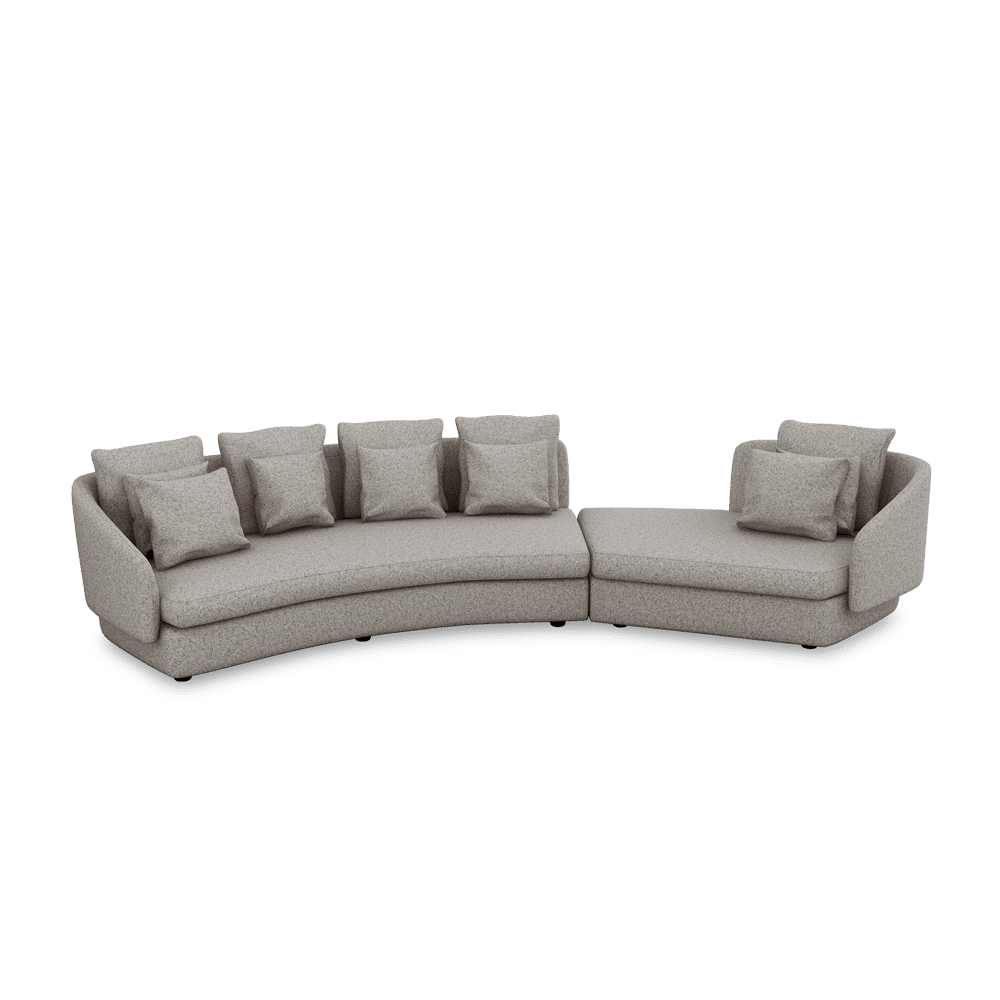 SHUBAR – Curved Sofa with Loose Cushions & Pillows