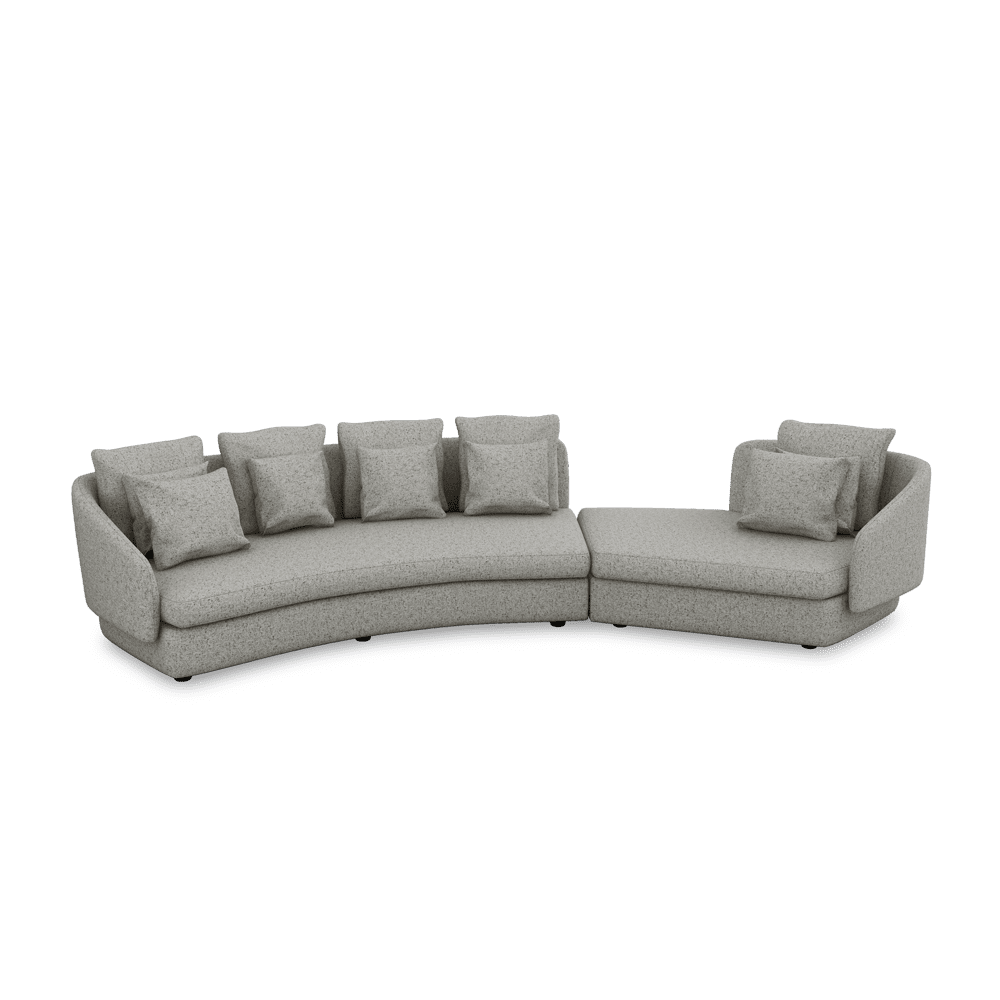 SHUBAR – Curved Sofa with Loose Cushions & Pillows