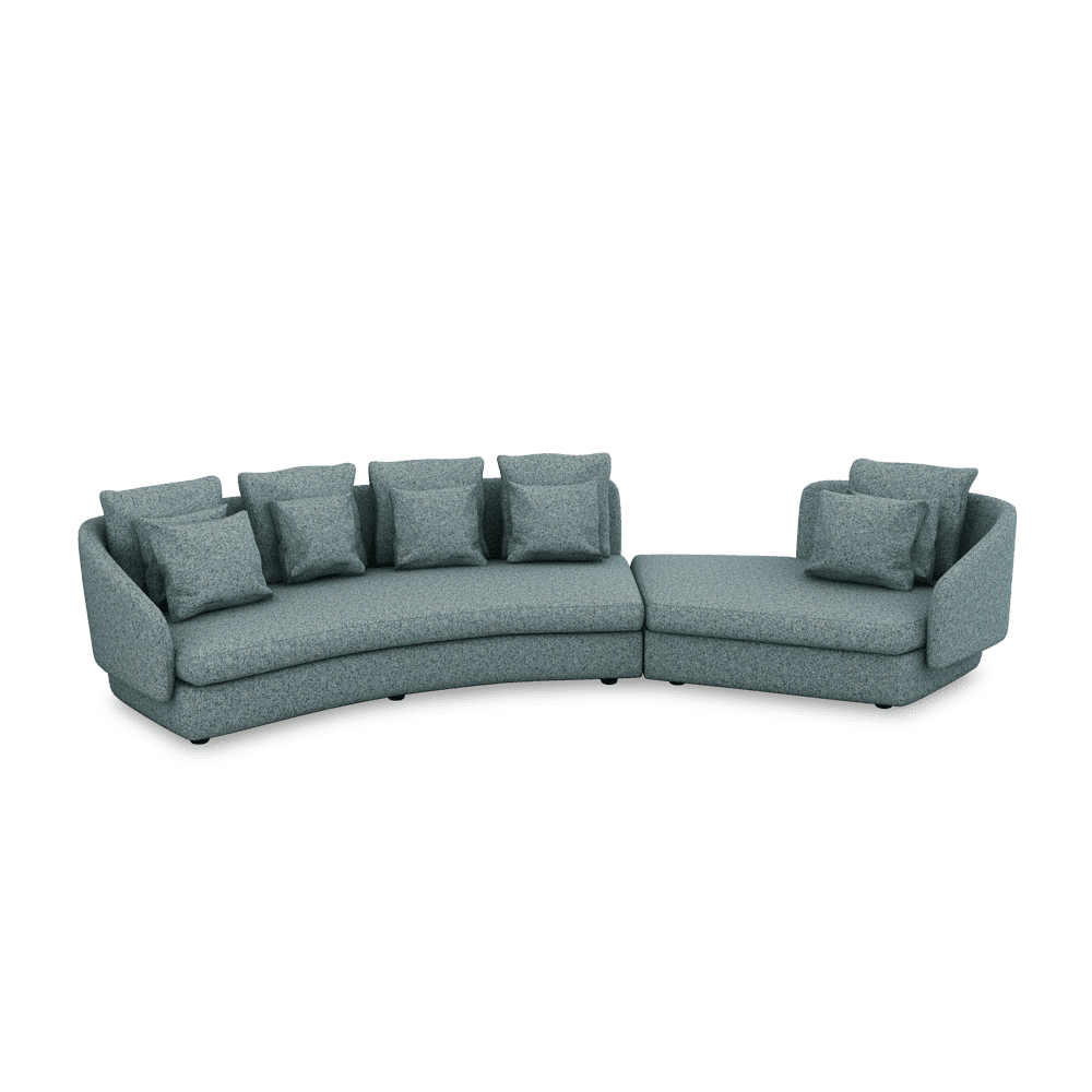 SHUBAR – Curved Sofa with Loose Cushions & Pillows