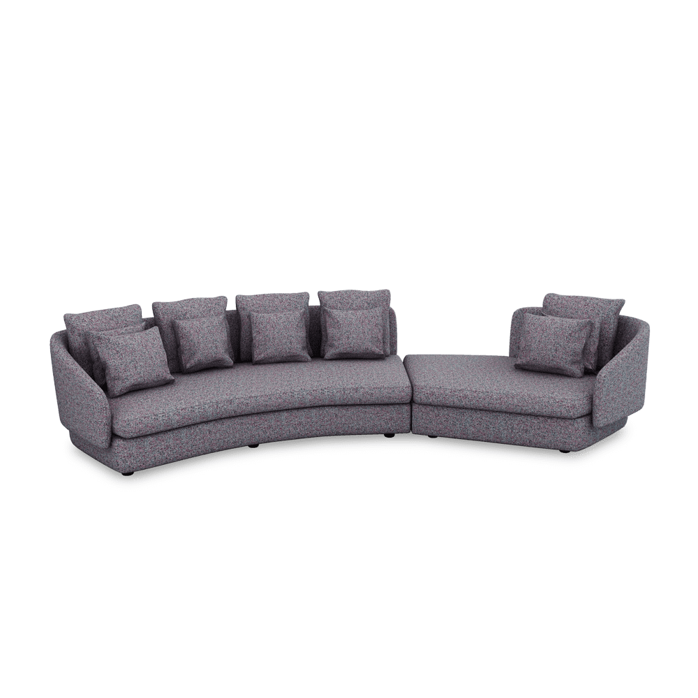 SHUBAR – Curved Sofa with Loose Cushions & Pillows