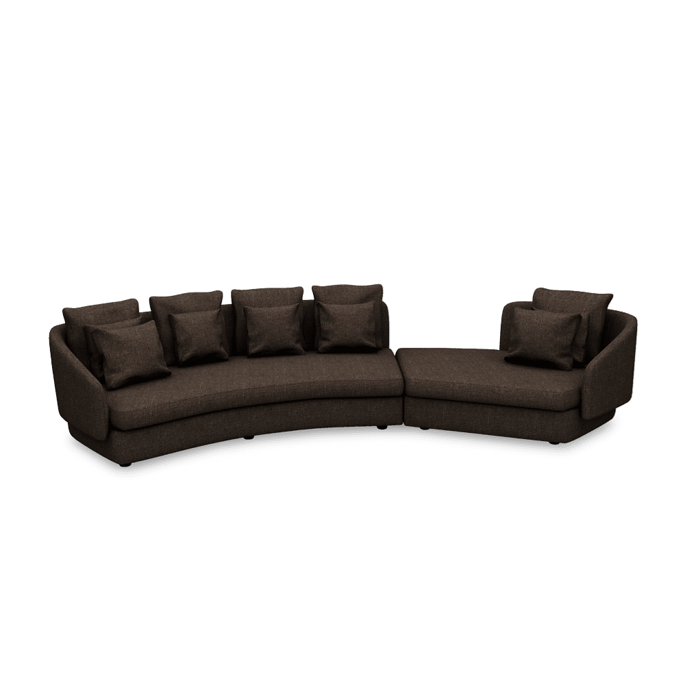 SHUBAR – Curved Sofa with Loose Cushions & Pillows