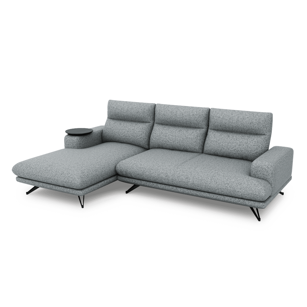 GAVORA – Push-Back Fabric Sofa with Adjustable Backrest (L-Shaped-Left)