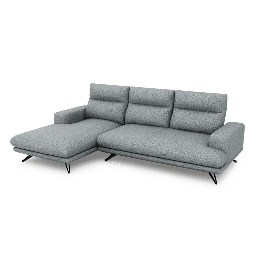 GAVORA – Push-Back Fabric Sofa with Adjustable Backrest (L-Shaped-Left)