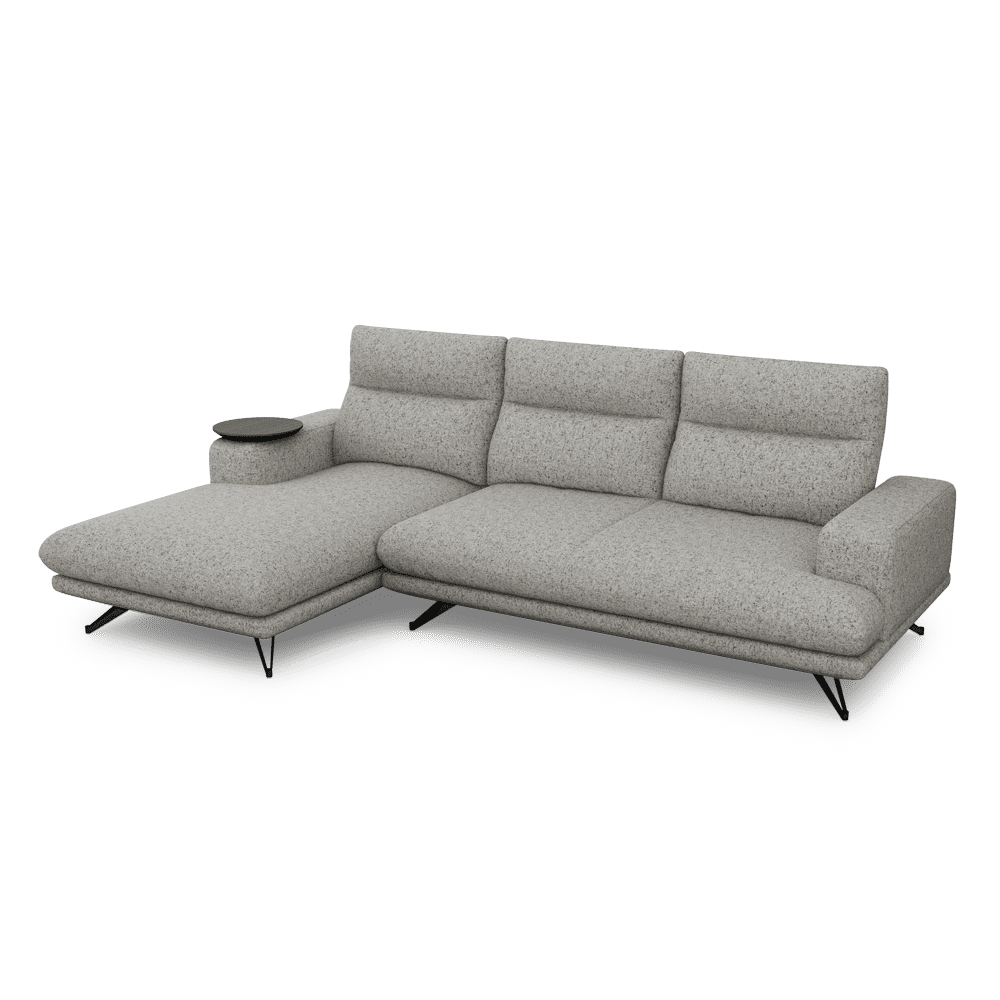 GAVORA – Push-Back Fabric Sofa with Adjustable Backrest (L-Shaped-Left)