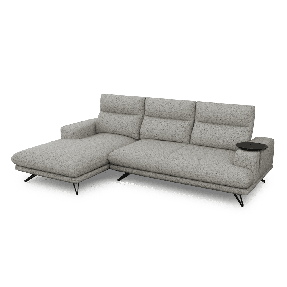 GAVORA – Push-Back Fabric Sofa with Adjustable Backrest (L-Shaped-Left)