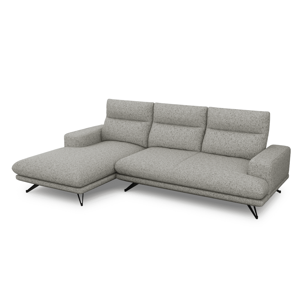 GAVORA – Push-Back Fabric Sofa with Adjustable Backrest (L-Shaped-Left)
