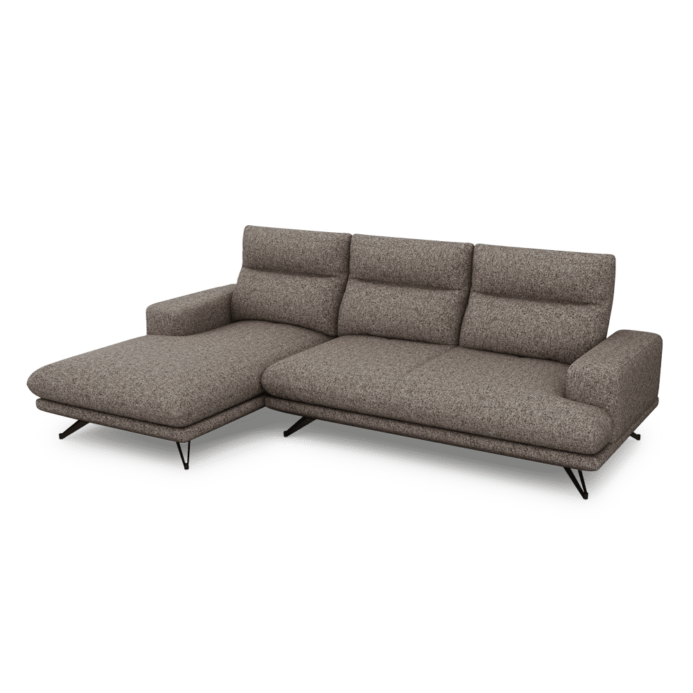 GAVORA – Push-Back Fabric Sofa with Adjustable Backrest (L-Shaped-Left)