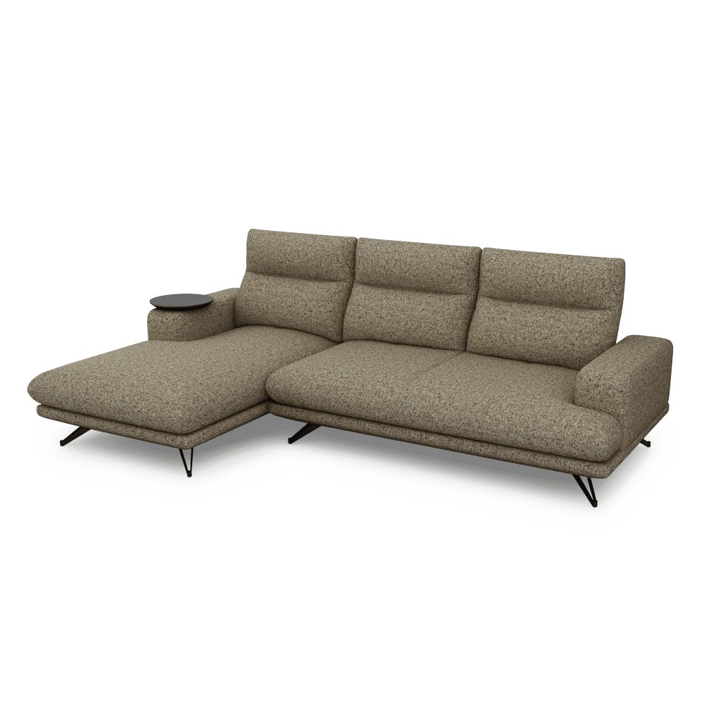 GAVORA – Push-Back Fabric Sofa with Adjustable Backrest (L-Shaped-Left)