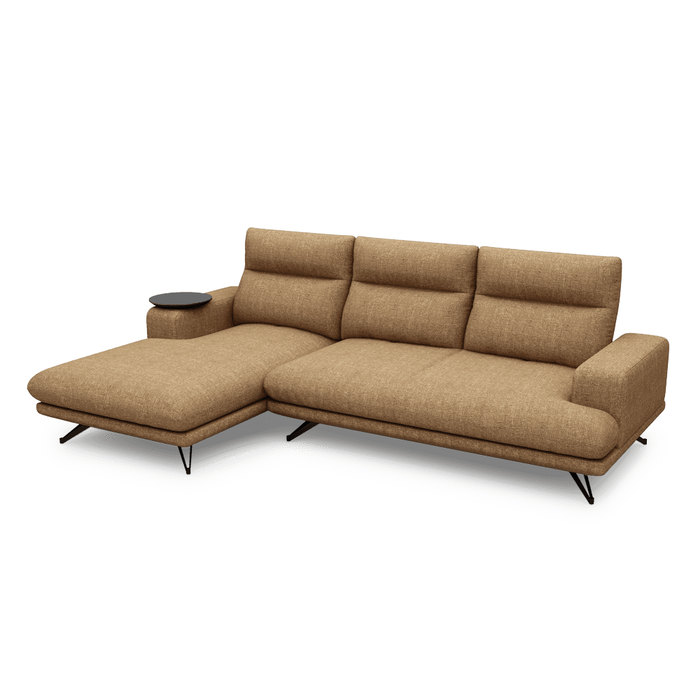 GAVORA – Push-Back Fabric Sofa with Adjustable Backrest (L-Shaped-Left)