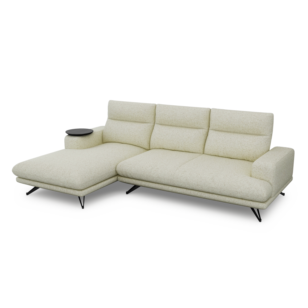 GAVORA – Push-Back Fabric Sofa with Adjustable Backrest (L-Shaped-Left)