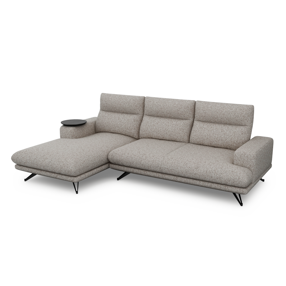 GAVORA – Push-Back Fabric Sofa with Adjustable Backrest (L-Shaped-Left)