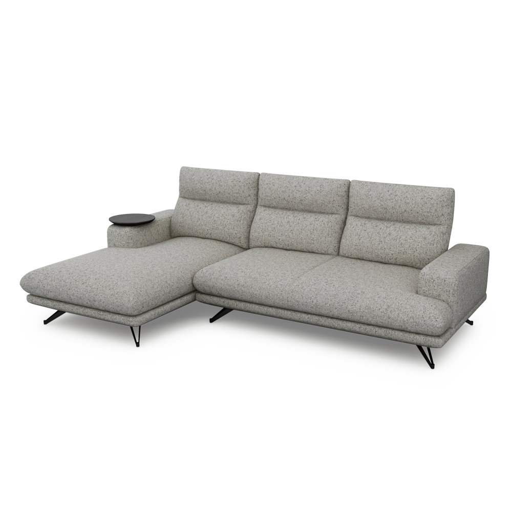 GAVORA – Push-Back Fabric Sofa with Adjustable Backrest (L-Shaped-Left)