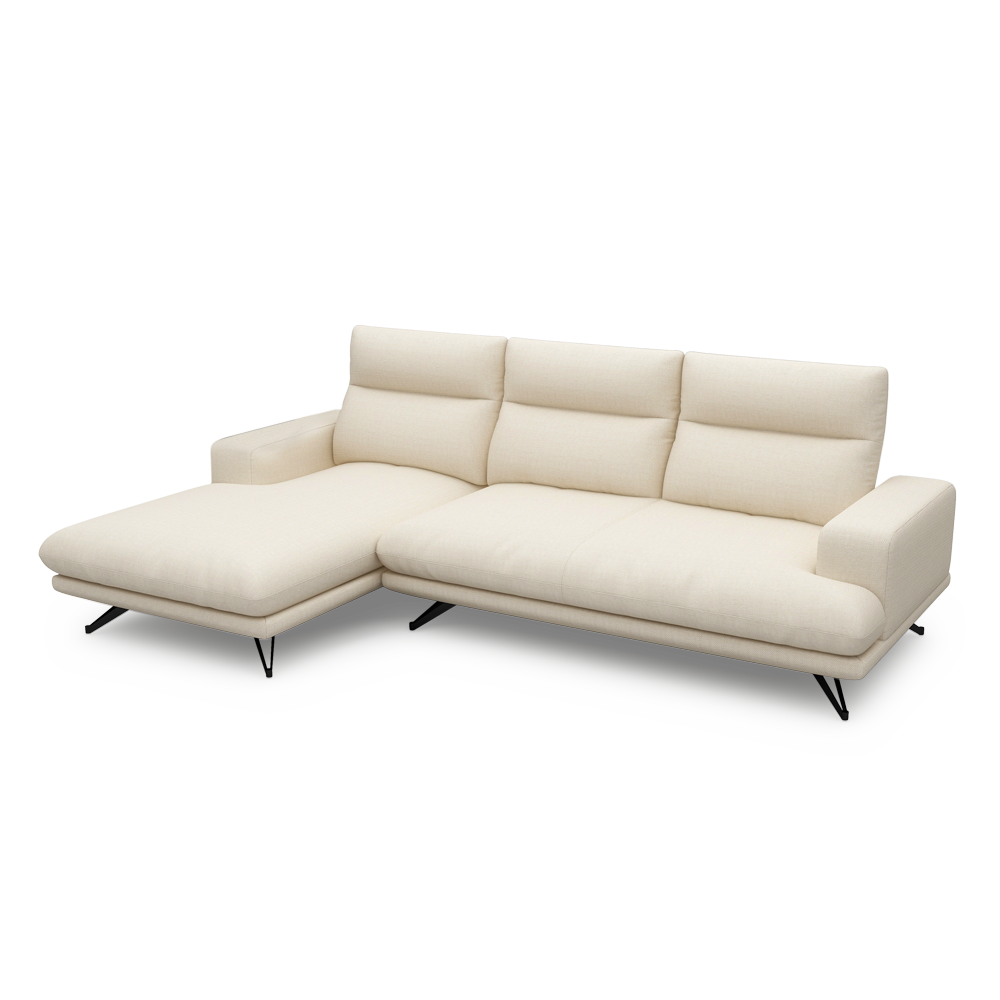 GAVORA – Push-Back Fabric Sofa with Adjustable Backrest (L-Shaped-Left)