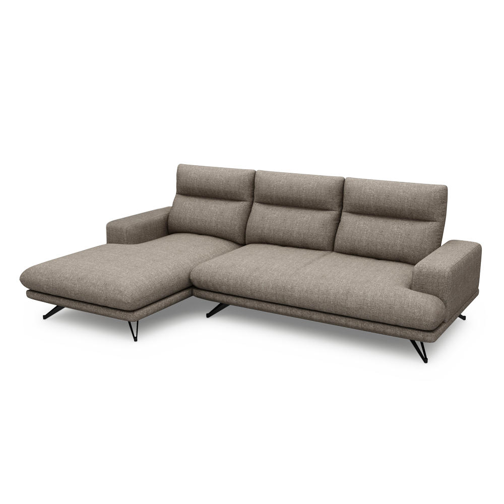 GAVORA – Push-Back Fabric Sofa with Adjustable Backrest (L-Shaped-Left)