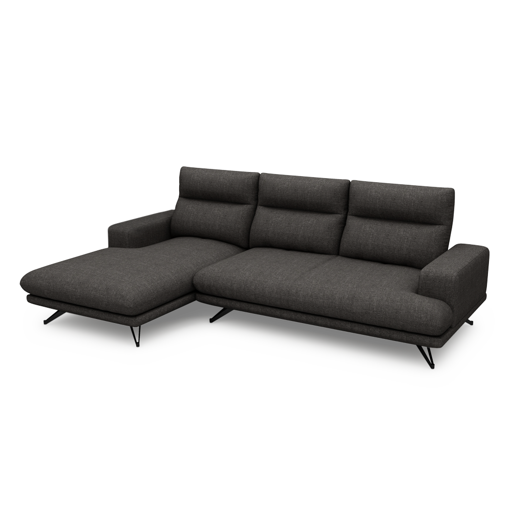 GAVORA – Push-Back Fabric Sofa with Adjustable Backrest (L-Shaped-Left)