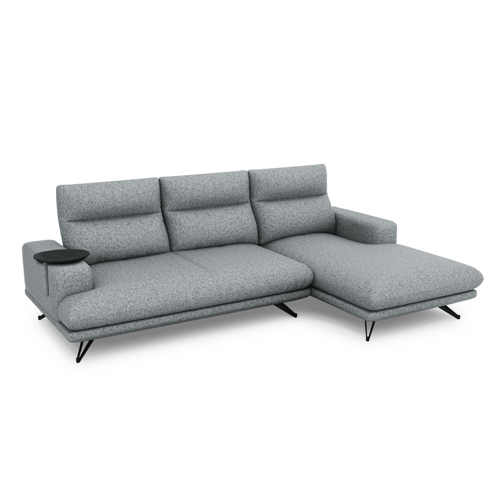 GAVORA – Push-Back Fabric Sofa with Adjustable Backrest (L-Shaped-Right)