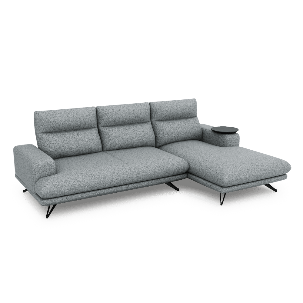 GAVORA – Push-Back Fabric Sofa with Adjustable Backrest (L-Shaped-Right)