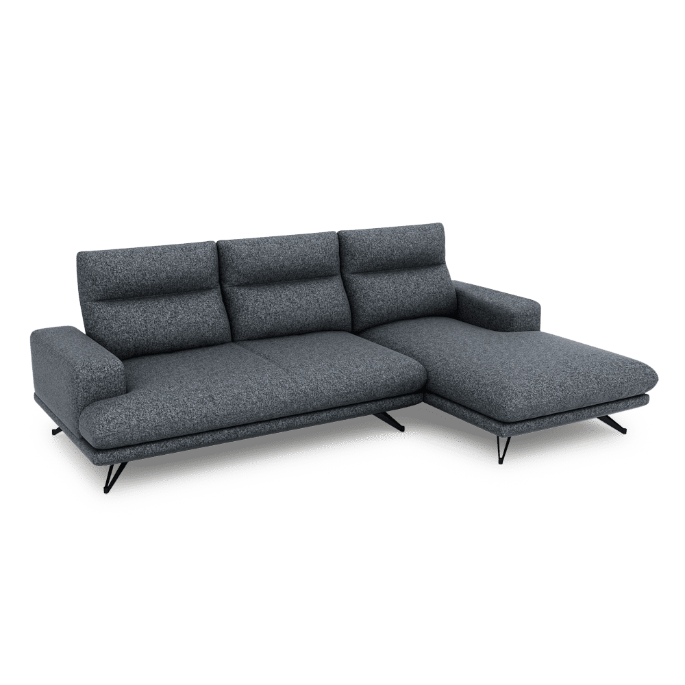 GAVORA – Push-Back Fabric Sofa with Adjustable Backrest (L-Shaped-Right)