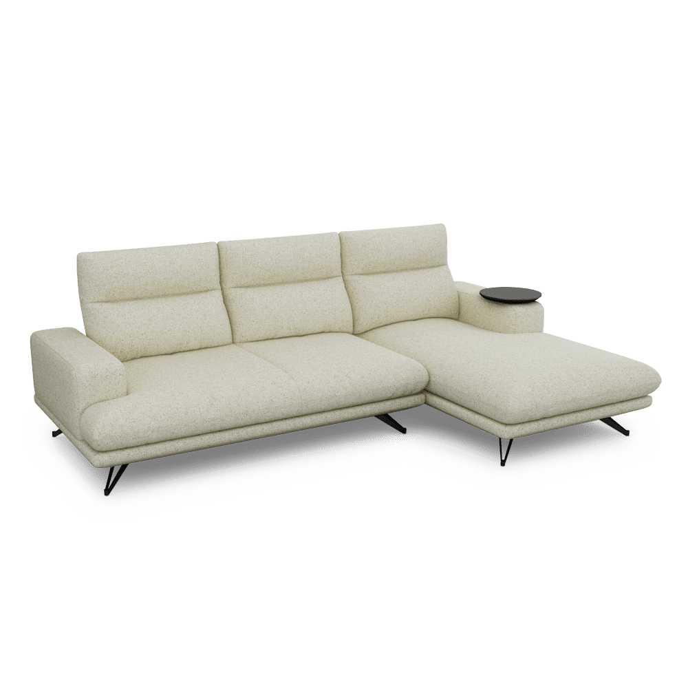 GAVORA – Push-Back Fabric Sofa with Adjustable Backrest (L-Shaped-Right)