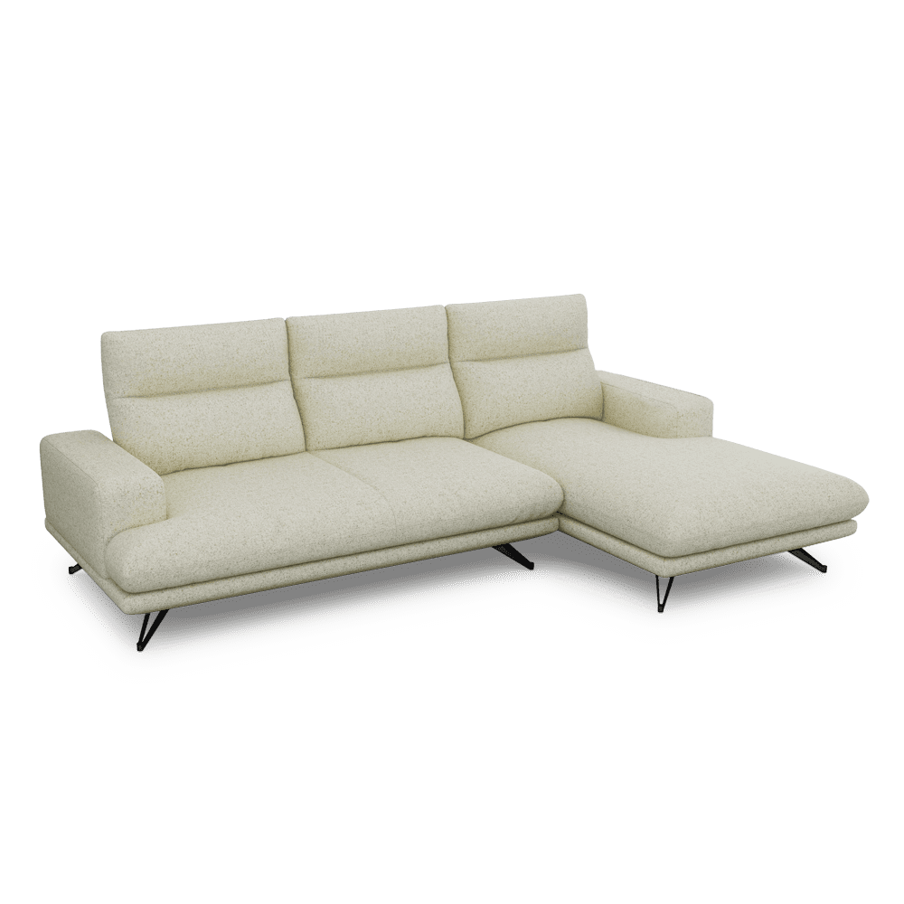 GAVORA – Push-Back Fabric Sofa with Adjustable Backrest (L-Shaped-Right)
