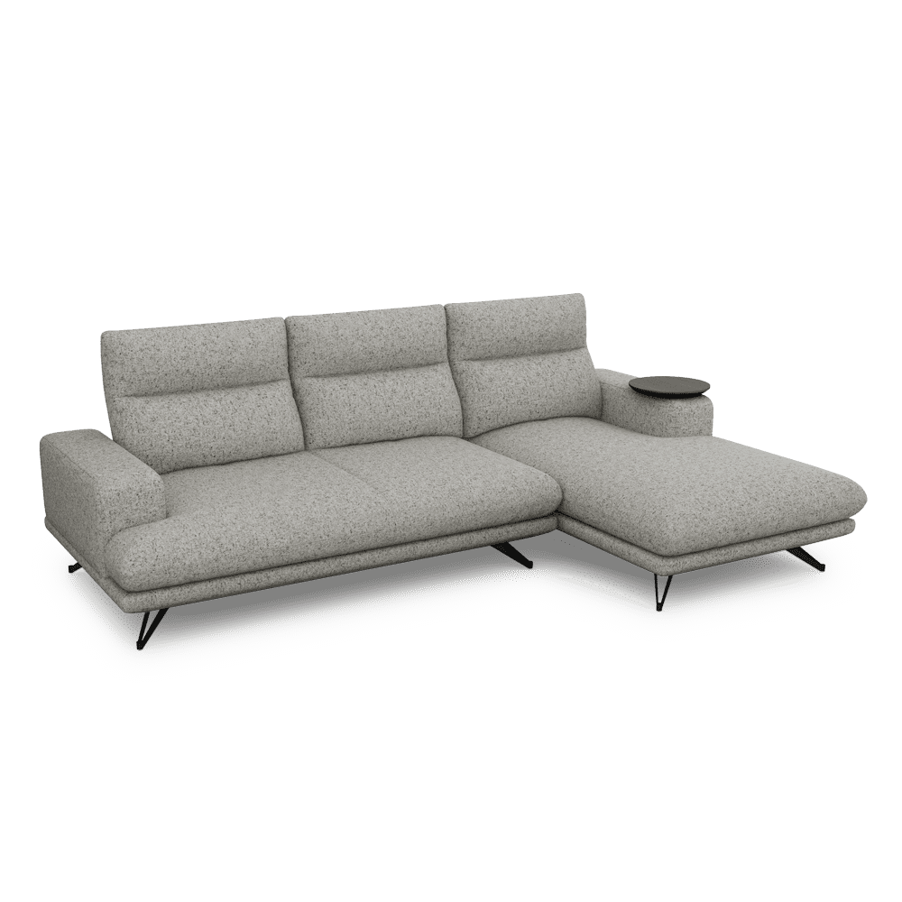 GAVORA – Push-Back Fabric Sofa with Adjustable Backrest (L-Shaped-Right)