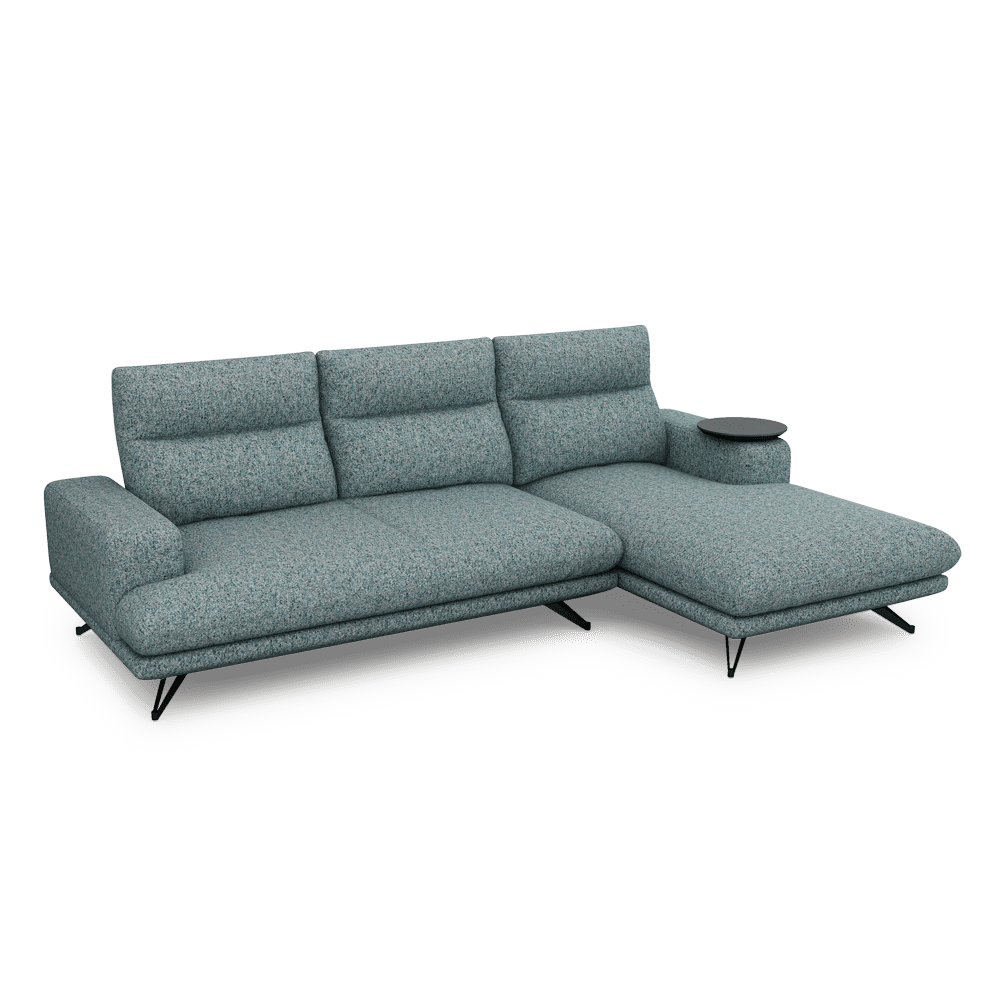 GAVORA – Push-Back Fabric Sofa with Adjustable Backrest (L-Shaped-Right)