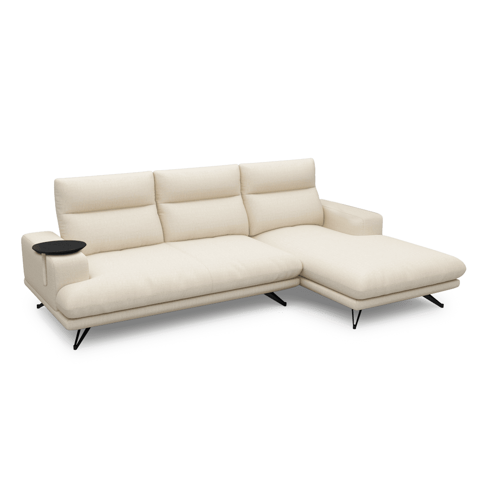 GAVORA – Push-Back Fabric Sofa with Adjustable Backrest (L-Shaped-Right)