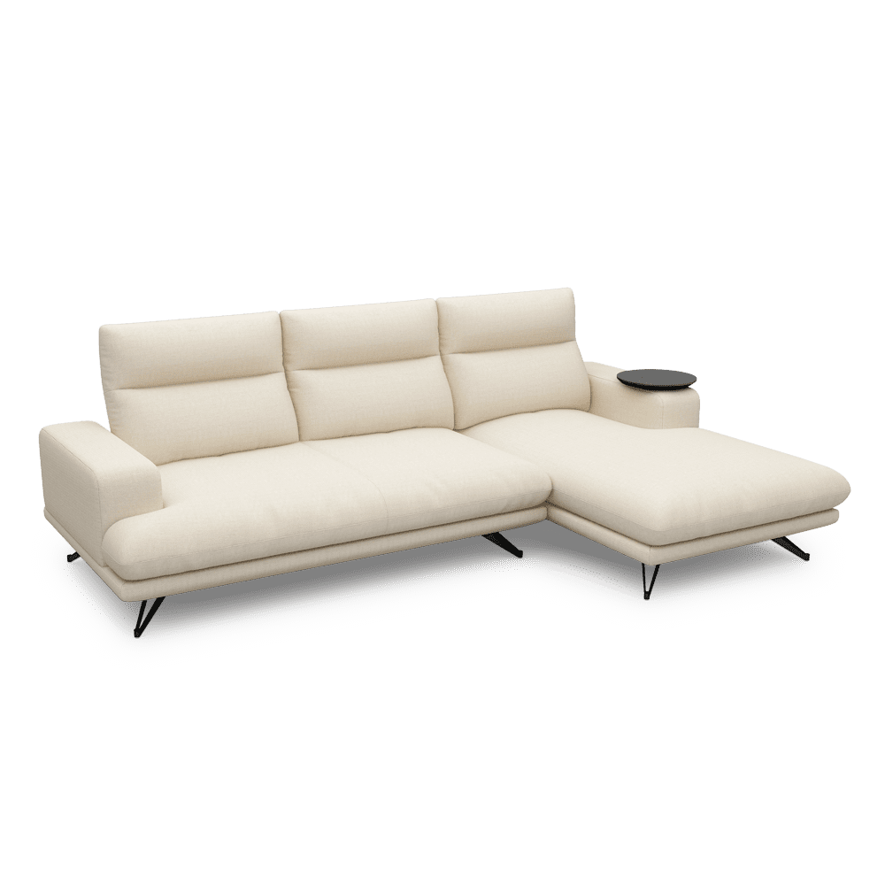 GAVORA – Push-Back Fabric Sofa with Adjustable Backrest (L-Shaped-Right)