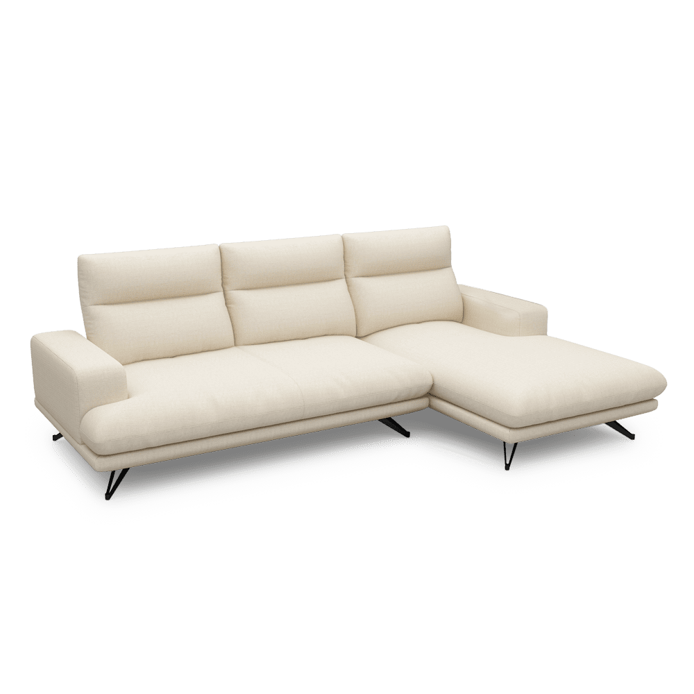 GAVORA – Push-Back Fabric Sofa with Adjustable Backrest (L-Shaped-Right)